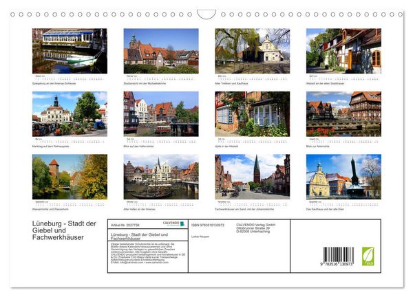 Produktbild: L&uuml;neburg - Stadt der Giebel und Fachwerkh&auml;user (Wandkalender 2026 DIN A3 quer), CALVENDO Monatskalender