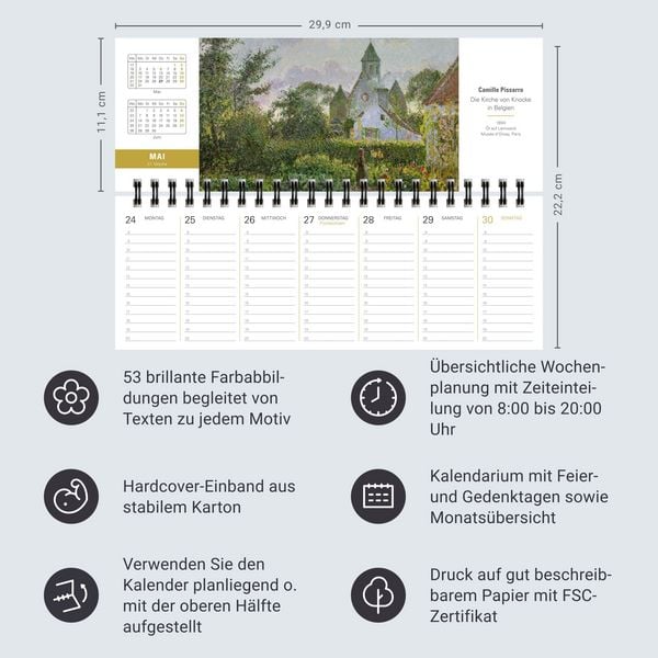 Produktbild: Die Welt der Kunst Premium-Tischplaner 2027 - Wochenkalender mit 53 Meisterwerken