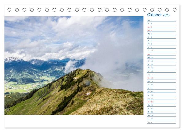 Produktbild: Region Oberstdorf - Kleinwalsertal und Nebelhorn (Tischkalender 2026 DIN A5 quer), CALVENDO Monatskalender