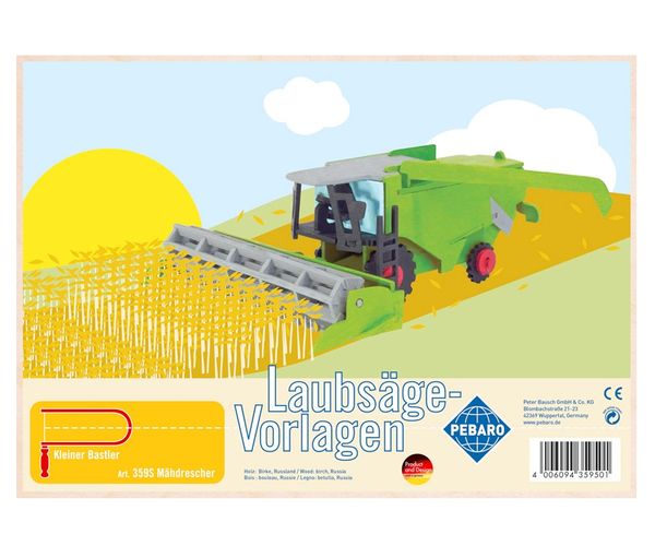 PEBARO 359S - Laubsägevorlage Mähdrescher, 2 Platten, Größe DIN A4