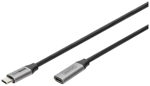 Digitus USB-Kabel USB 3.2 Gen1 USB-C , USB-C Buchse, USB-C Stecker 1.00 m Schwarz Flexibel, Geschirmt, mit USB DB-300230-010-S