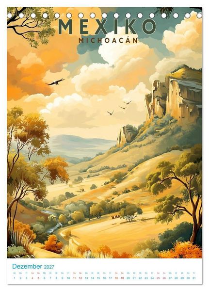 Produktbild: Mexiko - Old School Poster Style (Tischkalender 2027 DIN A5 hoch), CALVENDO Monatskalender