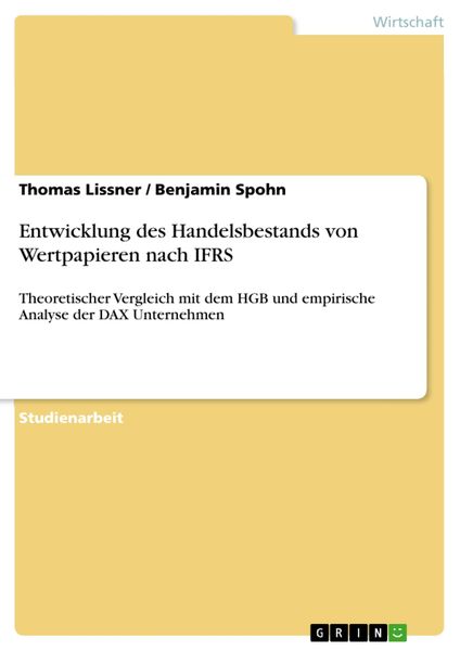 Produktbild: Entwicklung des Handelsbestands von Wertpapieren nach IFRS