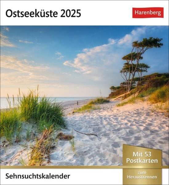 Ostseeküste Sehnsuchtskalender 2025 - Wochenkalender mit 53 Postkarten