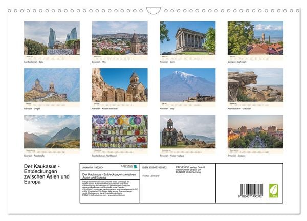 Produktbild: Der Kaukasus - Entdeckungen zwischen Asien und Europa (Wandkalender 2026 DIN A3 quer), CALVENDO Monatskalender