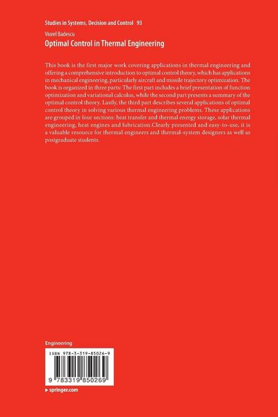 Produktbild: Optimal Control in Thermal Engineering