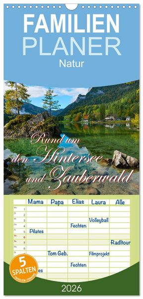 Produktbild: Familienplaner 2026 - Rund um den Hintersee und Zauberwald mit 5 Spalten (Wandkalender, 21 x 45 cm) CALVENDO