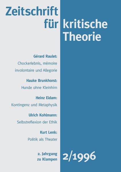 Produktbild: Zeitschrift f&uuml;r kritische Theorie / Zeitschrift f&uuml;r kritische Theorie, Heft 2 (1996)