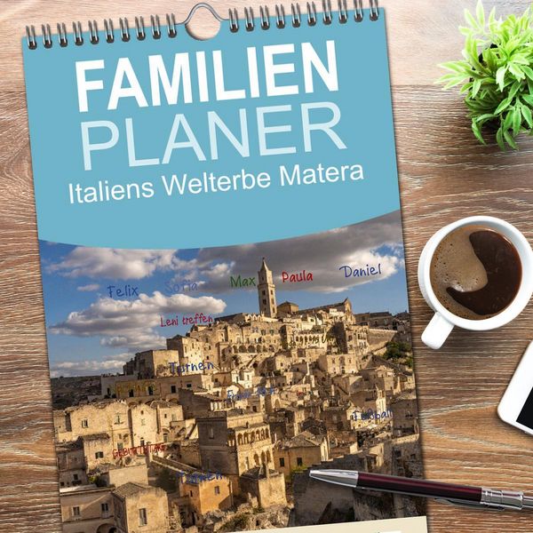 Produktbild: Familienplaner 2026 - Italiens Welterbe Matera mit 5 Spalten (Wandkalender, 21 x 45 cm) CALVENDO