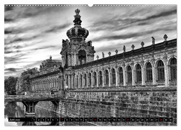 Produktbild: Dresden Faszination Schwarz Weiss (Wandkalender 2026 DIN A2 quer), CALVENDO Monatskalender