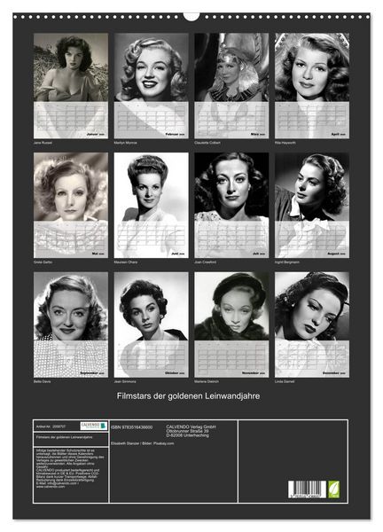 Produktbild: Filmstars der goldenen Leinwandjahre (Wandkalender 2026 DIN A2 hoch), CALVENDO Monatskalender
