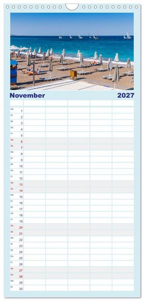 Produktbild: Familienplaner 2027 - Str&auml;nde der Insel Rhodos mit 5 Spalten (Wandkalender, 21 x 45 cm) CALVENDO