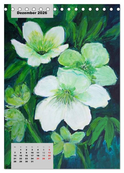 Produktbild: Blumen in Acryl (Tischkalender 2026 DIN A5 hoch), CALVENDO Monatskalender