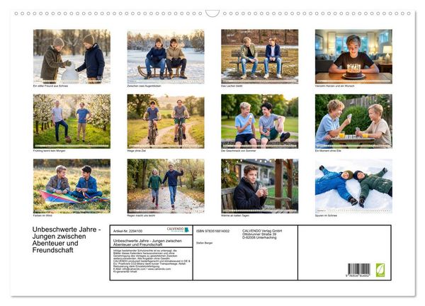 Produktbild: Unbeschwerte Jahre - Jungen zwischen Abenteuer und Freundschaft (Wandkalender 2027 DIN A2 quer), CALVENDO Monatskalender