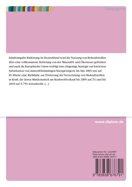 Produktbild: Biokraftstoffe - Potenzial, Zukunftsszenarien und Herstellungsverfahren im wirtschaftlichen Vergleich