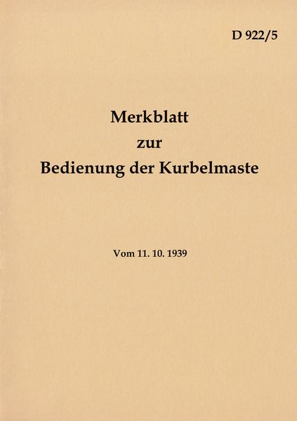 Produktbild: D 922/5 Merkblatt zur Bedienung der Kurbelmaste