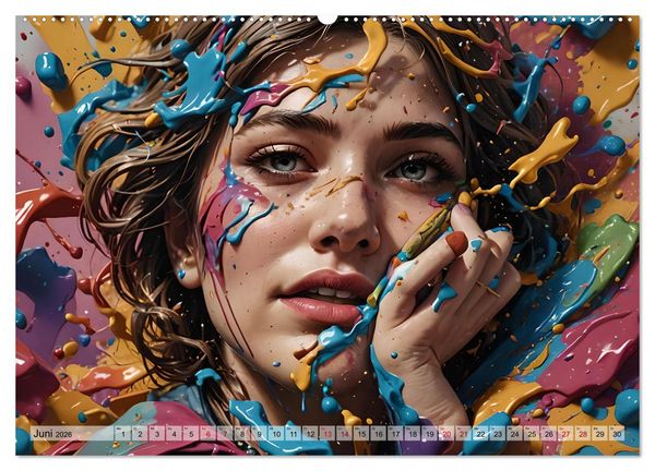 Produktbild: Farbexplosion - Ein Jahr voller bunter Gesichter (hochwertiger Premium Wandkalender 2026 DIN A2 quer), Kunstdruck in Hochglanz