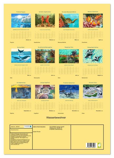 Produktbild: Wasserbewohner (Wandkalender 2026 DIN A2 hoch), CALVENDO Monatskalender