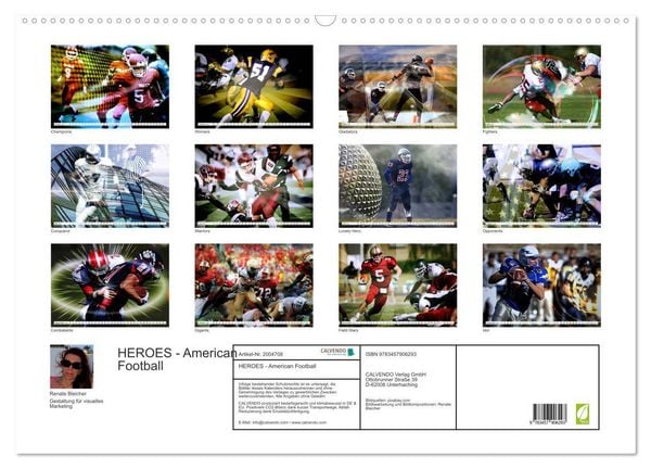 Produktbild: HEROES - American Football (Wandkalender 2026 DIN A2 quer), CALVENDO Monatskalender
