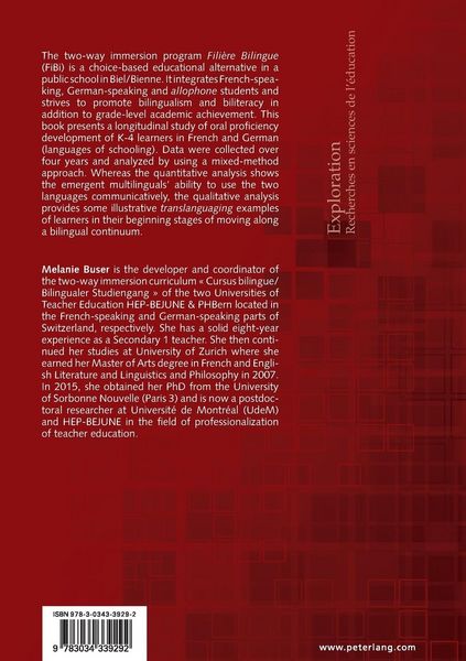Produktbild: Two-Way Immersion in Biel/Bienne, Switzerland: Multilingual Education in the Public Primary School Fili&egrave;re Bilingue (FiBi)