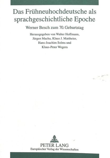 Produktbild: Das Fruehneuhochdeutsche als sprachgeschichtliche Epoche