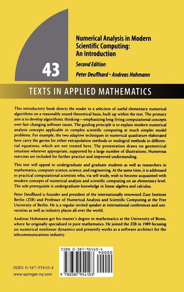 Produktbild: Numerical Analysis in Modern Scientific Computing