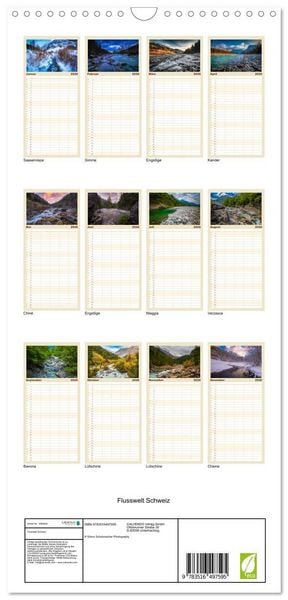 Produktbild: Familienplaner 2026 - Flusswelt Schweiz mit 5 Spalten (Wandkalender, 21 x 45 cm) CALVENDO