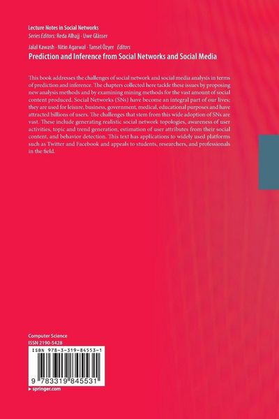 Produktbild: Prediction and Inference from Social Networks and Social Media