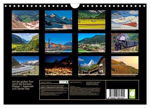 Produktbild: Auf der gro&szlig;en Tour durch die Schweiz, Etappe 1, Appenzell zum Genfer See (Wandkalender 2026 DIN A4 quer), CALVENDO Monatskalender