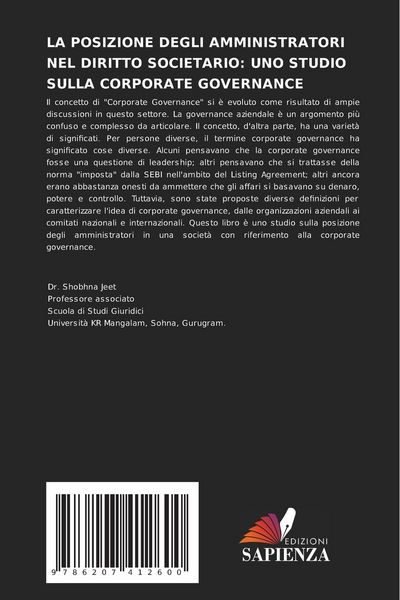 Produktbild: La Posizione Degli Amministratori Nel Diritto Societario: Uno Studio Sulla Corporate Governance