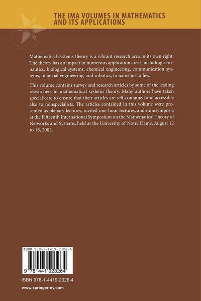 Produktbild: Mathematical Systems Theory in Biology, Communications, Computation and Finance
