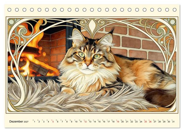 Produktbild: Zauberhafte Jugendstil-Katzen (Tischkalender 2027 DIN A5 quer), CALVENDO Monatskalender