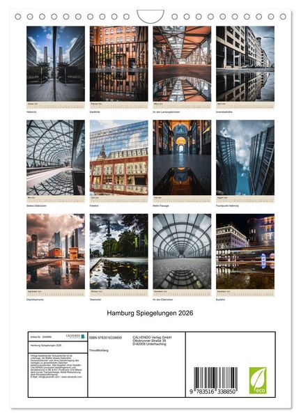 Produktbild: Hamburg Spiegelungen 2026 (Wandkalender 2026 DIN A4 hoch), CALVENDO Monatskalender