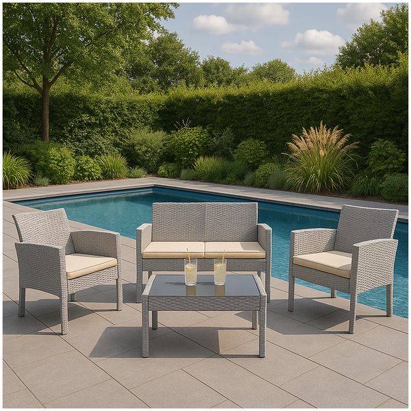 Produktbild: HTI-Living 4-teiliges Outdoorset Zita grau/beige Zita 4-teiliges Outdoorset Zita grau/beige Zita