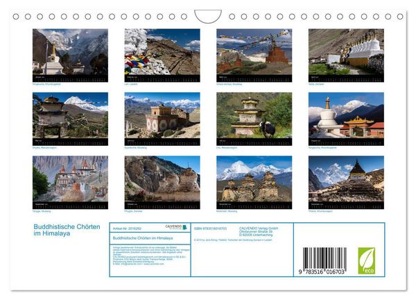 Produktbild: Buddhistische Ch&ouml;rten im Himalaya (Wandkalender 2026 DIN A4 quer), CALVENDO Monatskalender