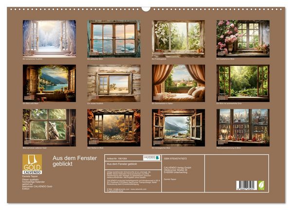 Produktbild: Aus dem Fenster geblickt (Wandkalender 2026 DIN A2 quer), CALVENDO Monatskalender