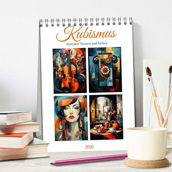 Produktbild: Kubismus - Abstrakte Formen und Farben (Tischkalender 2026 DIN A5 hoch), CALVENDO Monatskalender