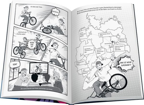 Produktbild: Chris B&ouml;hm: Never give up! - Das coole Stark- und Mitmachbuch von BMX-Profi Chris B&ouml;hm