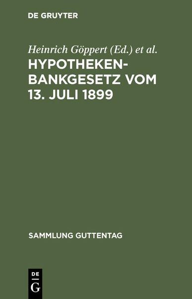 Produktbild: Hypothekenbankgesetz vom 13. Juli 1899