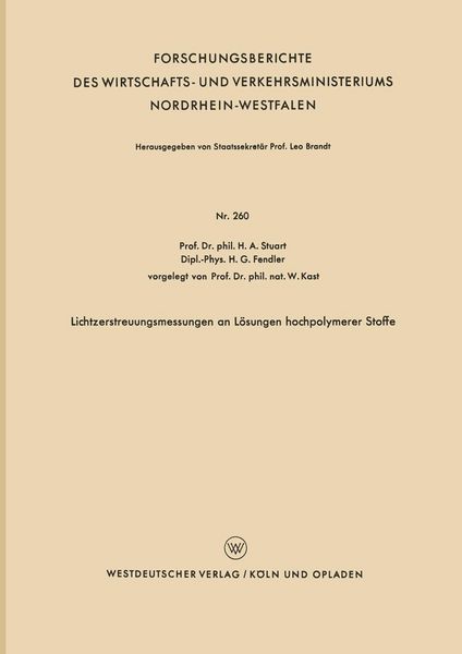 Produktbild: Lichtzerstreuungsmessungen an L&ouml;sungen hochpolymerer Stoffe