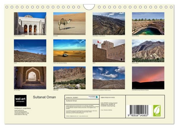 Produktbild: Sultanat Oman (Wandkalender 2026 DIN A4 quer), CALVENDO Monatskalender
