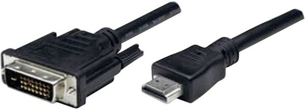 Manhattan HDMI / DVI Adapterkabel HDMI-A Stecker, DVI-D 24+1pol. Stecker 1.80 m Schwarz 372503-CG schraubbar HDMI-Kabel