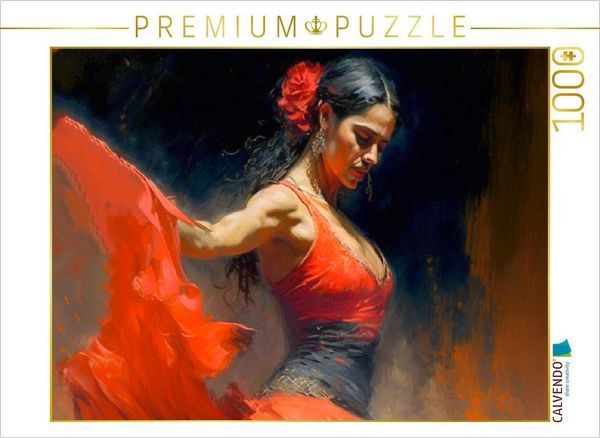 CALVENDO Puzzle Dynamische Flamencotänzerin | 1000 Teile Lege-Größe 64x48cm Foto-Puzzle für glückliche Stunden