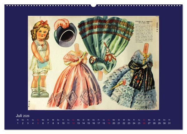 Produktbild: Alte europ&auml;ische Ankleidepuppen aus Papier (Wandkalender 2026 DIN A2 quer), CALVENDO Monatskalender
