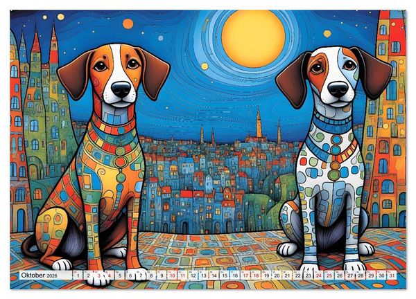 Produktbild: Bunte Hundebande (hochwertiger Premium Wandkalender 2026 DIN A2 quer), Kunstdruck in Hochglanz
