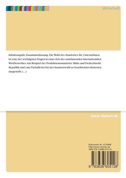 Produktbild: Vergleich der Produktionsstandorte Malta und Tschechische Republik aus deutscher Sicht