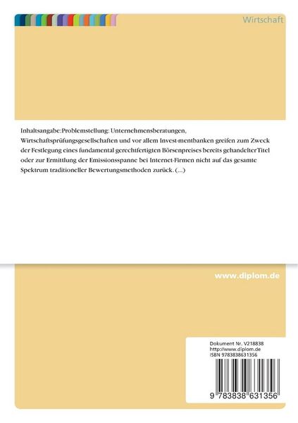 Produktbild: Cirtical Price Factors und Bewertungsmethoden f&uuml;r Internetfirmen