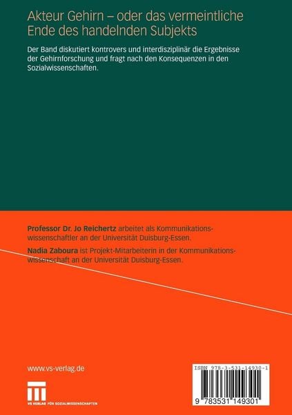 Produktbild: Akteur Gehirn - oder das vermeintliche Ende des handelnden Subjekts