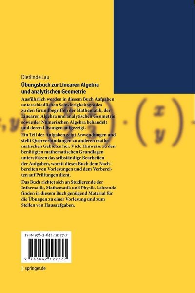 Produktbild: &Uuml;bungsbuch zur Linearen Algebra und analytischen Geometrie