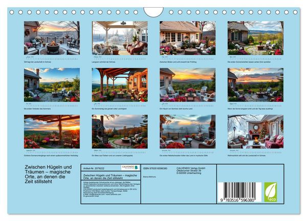 Produktbild: Zwischen H&uuml;geln und Tr&auml;umen &ndash; magische Orte, an denen die Zeit stillsteht (Wandkalender 2026 DIN A4 quer), CALVENDO Monatskalender